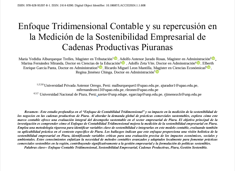 Enfoque Contable Tridimensional y su Impacto en la Medición de la Sostenibilidad Empresarial en Cadenas Productivas Piuranas.