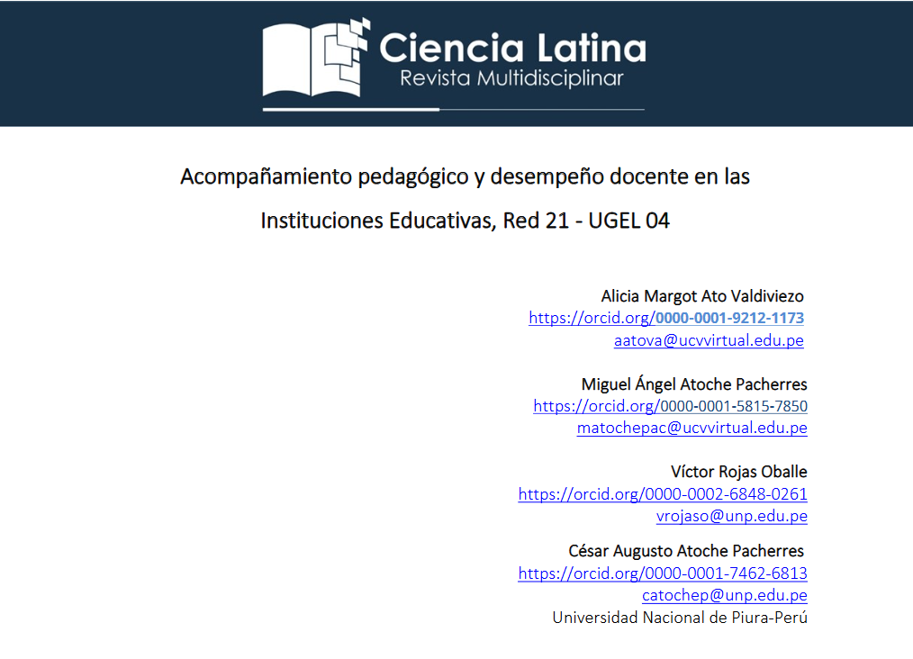 Acompañamiento pedagógico y desempeño docente en las Instituciones Educativas, Red 21 – UGEL 04