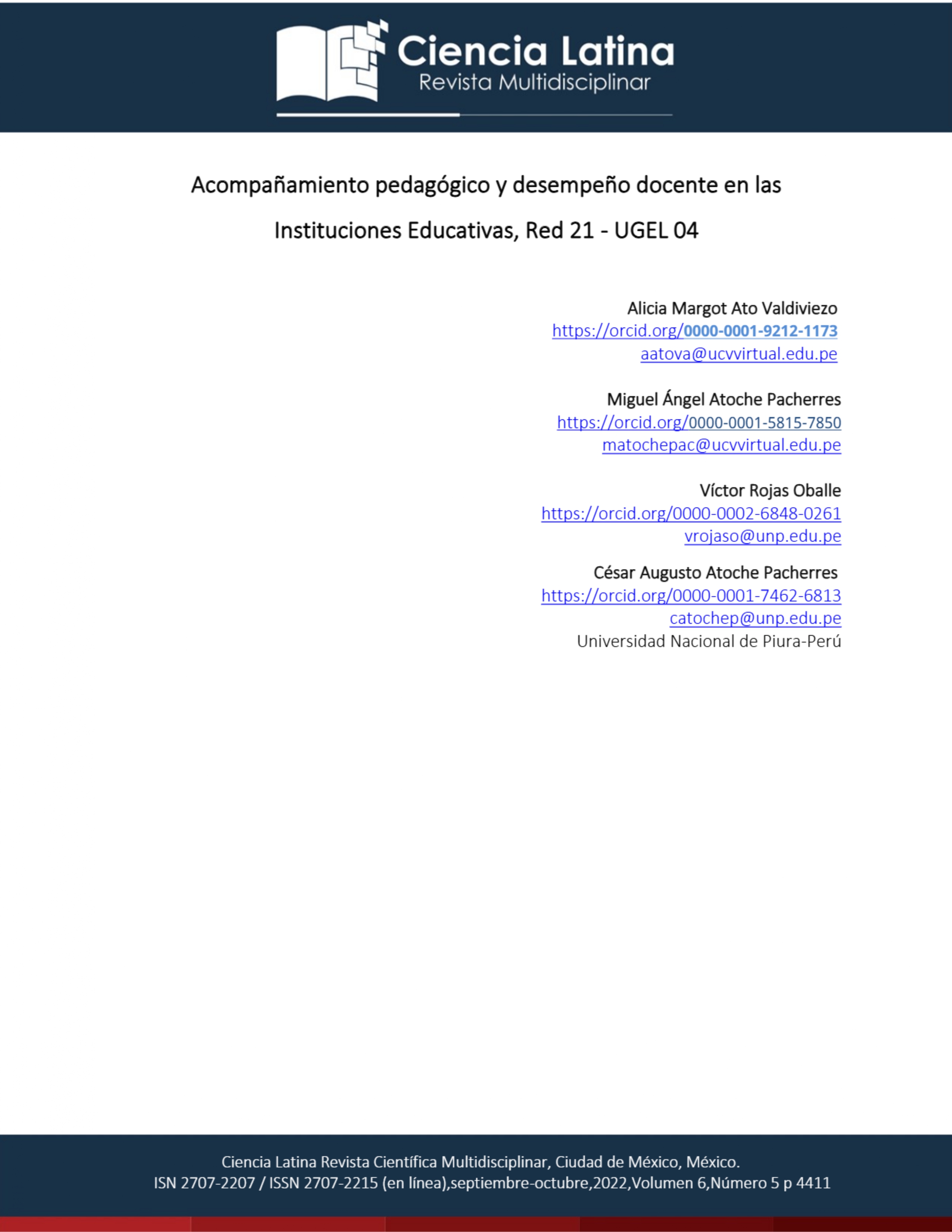 Acompañamiento pedagógico y desempeño docente en las Instituciones Educativas, Red 21 – UGEL 04